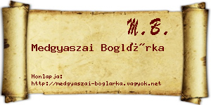 Medgyaszai Boglárka névjegykártya